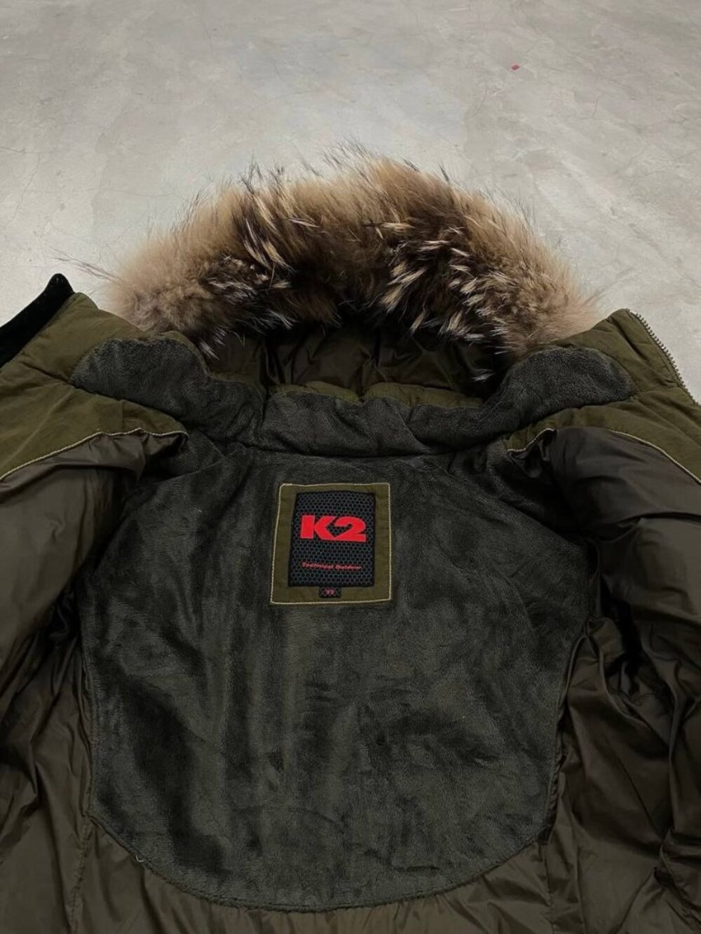 K2 Olive Green Hooded Puffer Coat - Picture 4 of 12